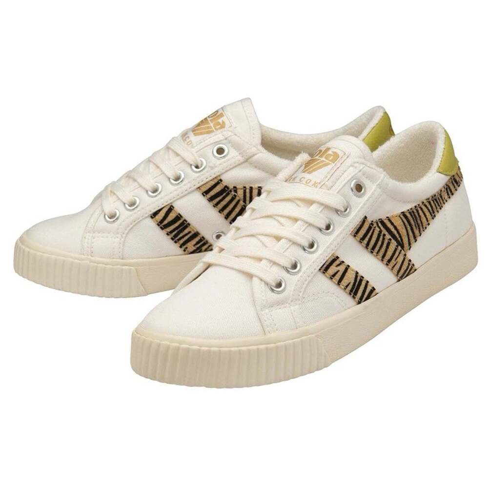 Gola Tennis Mark Cox Safari Sneakers Womens 8 Animal Print Cream Retro Low Top
